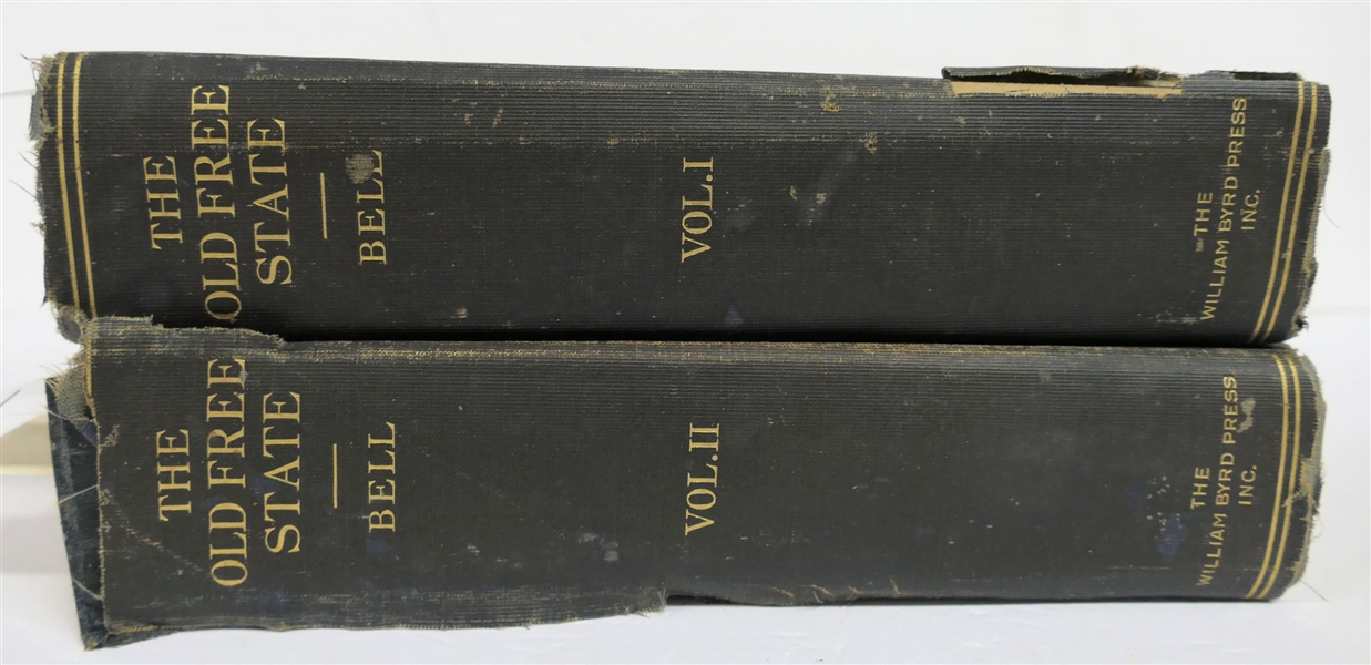 "The Old Free State" by Landon C. Bell - Vol. I and II - Hard Cover Books Belonging to J.D. Eggleston - with Notes and Information - Along Including Personal Letter To Eggleston from Landon Bell -...