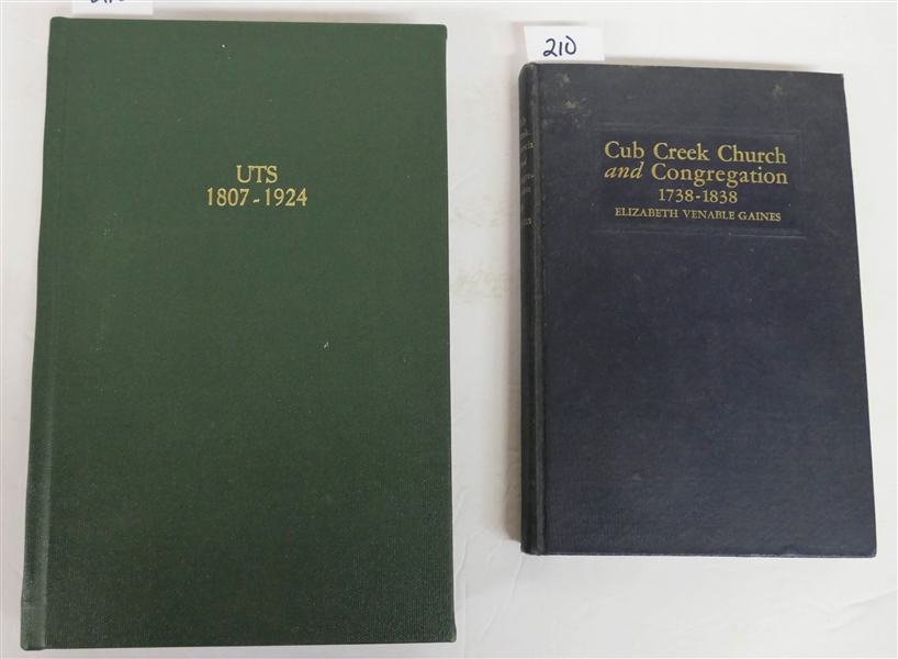 "Union Theological Seminary in Virginia 1807 - 1924" 1924 Hardcover Book and "Cub Creek Church and Congregation 1738-1838" by Elizabeth Venable Gaines - Hardcover Book with Copious Notes and...