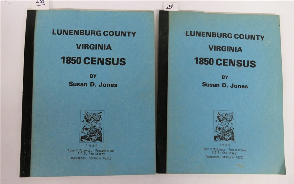 "Lunenburg County Virginia 1850 Census" By Susan D. Jones - 1980 - 2 Paperbound Copies 