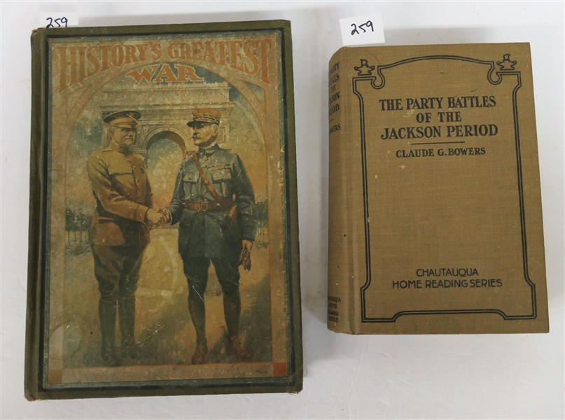 "Historys Greatest War - A Pictorial Narrative" By S.J. Duncan - Clark - 1919 - Hardcover, "The Party Battles of the Jackson Period" by Claude G. Bowers - With 1925 "HMA" Foot Ball Schedule, 