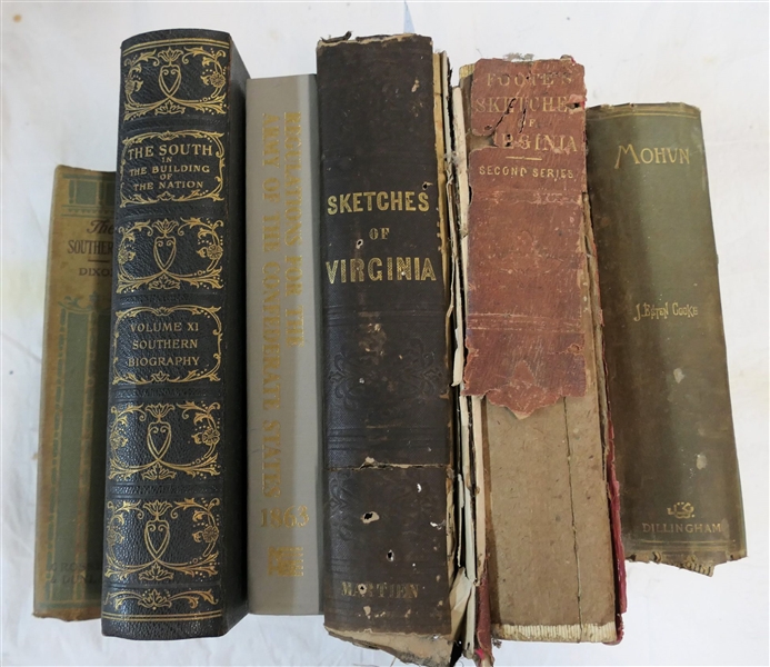 Lot of Hardcover Books - "Sketches of Virginia" "Mohnu" "The South in the Building of the Nation" Vol. XI, "Regulations for the Army Of The Confederate States" Reprint, and "The Southerner" by...