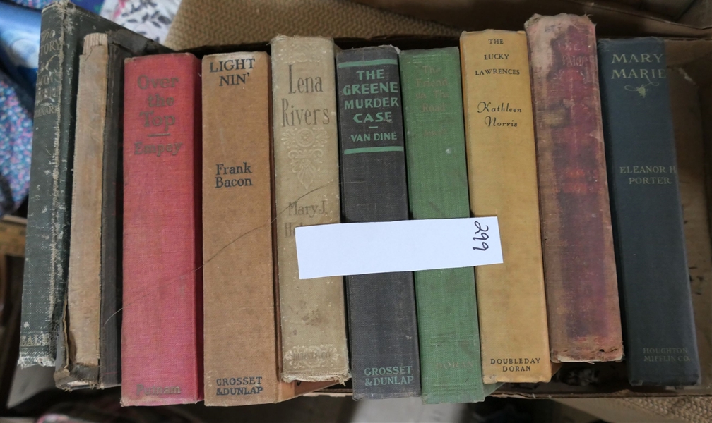 Lot of Books Including "Mary Marie" "The Lucky Lawrences" "Lena Rivers" "The Greene Murder Case" "Light Nin" "Over The Top" "The Story of Bacons Rebellion" 