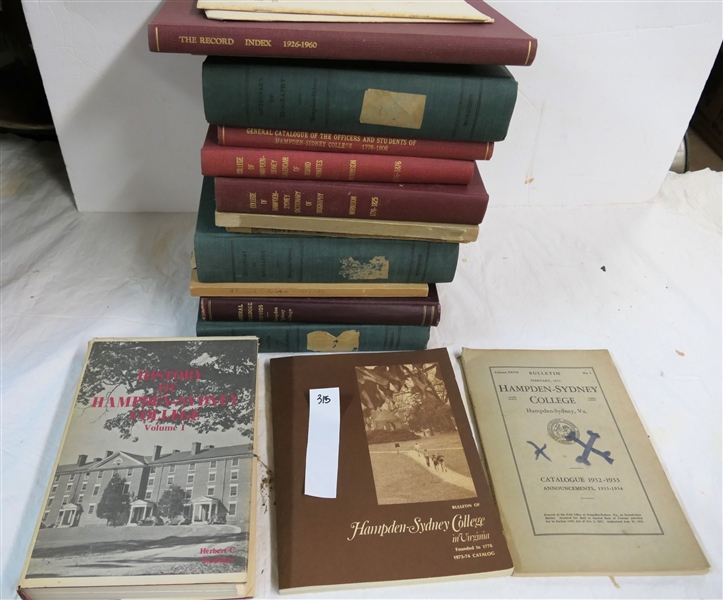 Lot of Books including Hampden -Sydney College Catalogues, "History of Hampden-Sydney" "General Catalogue of the Officers and Students of Hampden-Sidney College 1776 - 1906" "College of Hampden -...