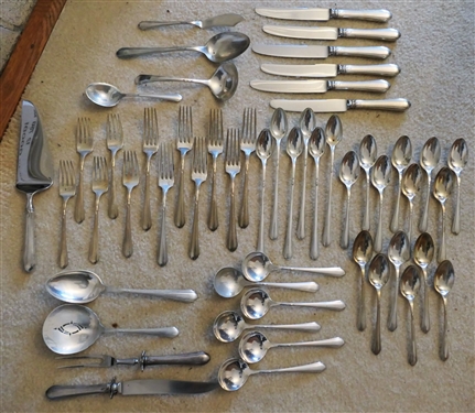53 Pieces of Towle Sterling Silver Flatware including Serving Spoons, Ladle, Sugar Spoon, Master Butter, Carving Set, 