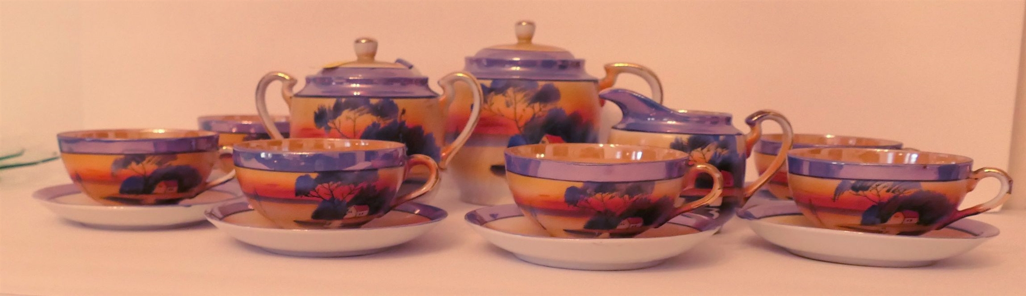 Made in Japan Tea Set - Tea Pot, Cream, Sugar, and Cup & Saucer Sets - 15 Pieces 