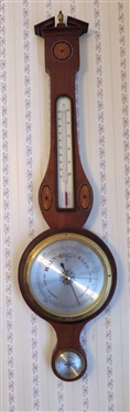Beautiful Inlaid German Barometer  / Thermometer  Measures 39" long 10" across