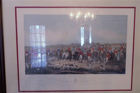 The Bedale Hunt Engraving by W.H. Simmons - Painting by Anson A. Martin - Framed and Matted - Frame Measures 29 by 36