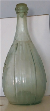 19th Century Handblown Bottle with Tree and Wheat - Green In Color - Measures 9 1/4 tall 6 wide