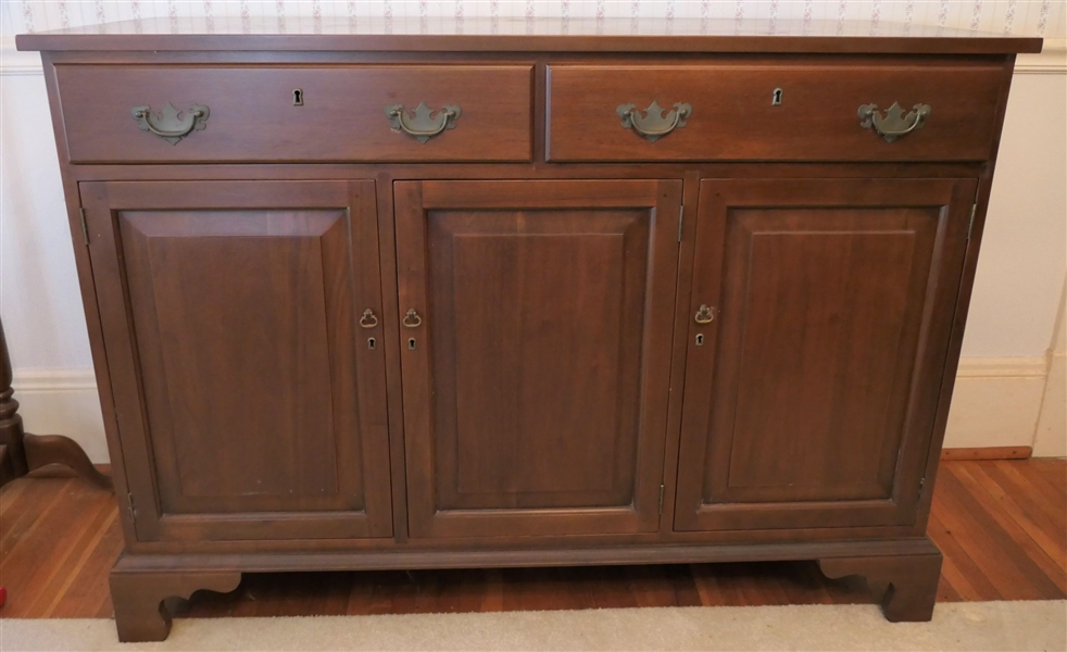 Nice Well Made Walnut Server by  Suters  Harrisburg Virginia - Dovetailed Drawers - 3 Doors at Bottom - Measures 37 1/2" tall 52 1/4" by 20"