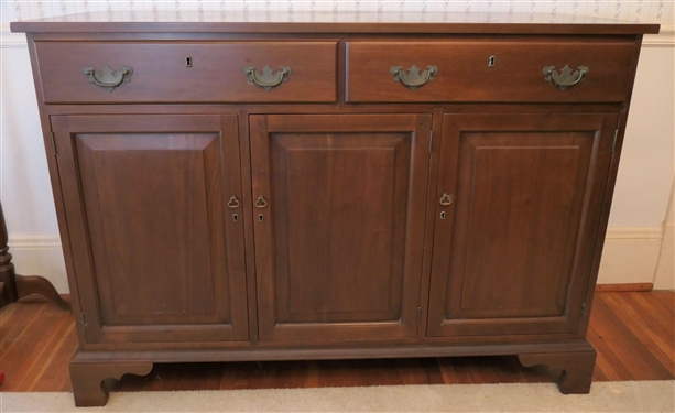 Nice Well Made Walnut Server by  Suter's  Harrisburg Virginia - Dovetailed Drawers - 3 Doors at Bottom - Measures 37 1/2 tall 52 1/4 by 20
