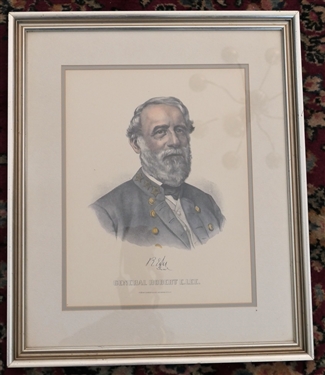 General Robert E. Lee Print Published by Currier and Ives Nicely Framed and matted - Frame Measures 19 1/2 by 16 1/2