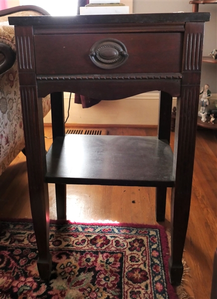 Mahogany Side Table with Dovetailed Drawer - Measures - 27" tall 16" by 16"