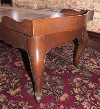 French In the Country Manner by Drexel Coffee Table with Drawer - Missing 1 Piece of Trim - See Photos - Measures 18 Tall 56 by 20