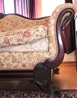 Mahogany Sofa with Shell and Swan Decoration - Measures 34 tall 80 Long