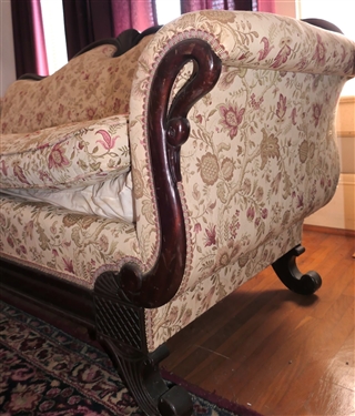 Mahogany Sofa with Shell and Swan Decoration - Measures 34 tall 80 Long