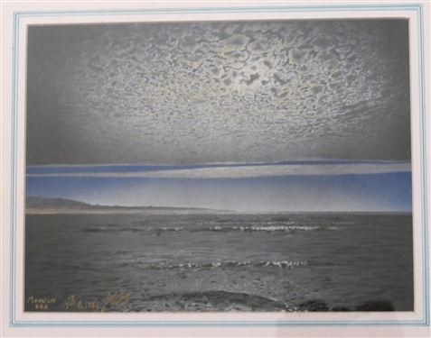 Lee Farley Moonlit Sea Signed and Numbered 17/100 Print - Beautifully Framed and Matted - Print Measures 8 by 10 