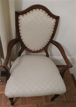 Oak Arm Chair with Reeded Legs - Nail Head Trim - Measures 35 1/2 tall 22 by 18 