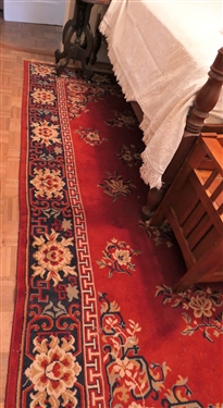 Red Asian Inspired Machine Made Wool Rug -Measures 10' 7 by 7'9