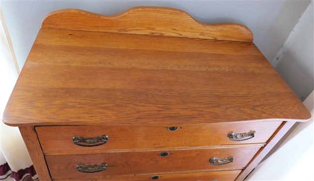Oak 5 Drawer Chest Paneled Sides - Measures 49 tall 34 by 17