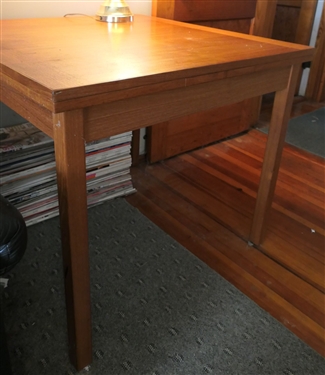 Made in Denmark Teak Square Table with Pull Out Leaves  - Closed Table Measures 29 1/2 tall 33 1/2 by 33 1/2 