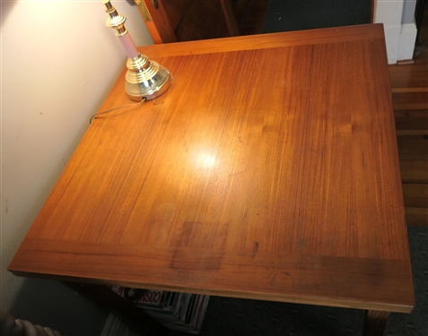 Made in Denmark Teak Square Table with Pull Out Leaves  - Closed Table Measures 29 1/2 tall 33 1/2 by 33 1/2 