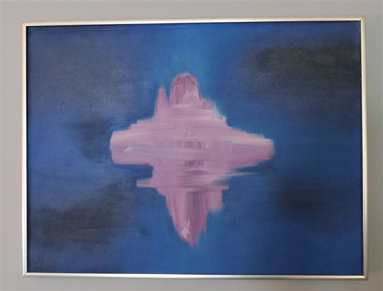 Blue and Lavender Abstract Painting - Gallery Framed - Painting Measures 18" by 24"