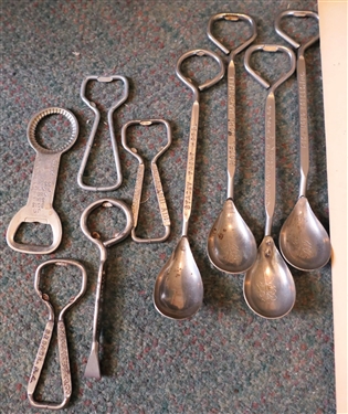 Collection of Cocktail Stirrers, Richmond Hotels INC Bar Spoon, 1928 Association Secretaries Treasurers -  D. Johnson Omaha Badge/ Ribbon, Hotel John Marshall Bar Spoon, Other Advertising Spoons...