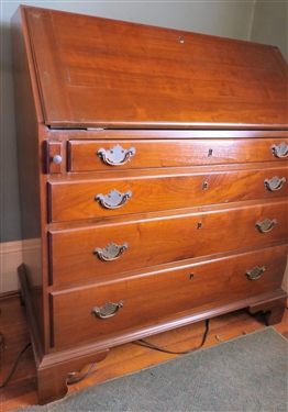 Very Nice Cherry Slant Front Secretary Desk with 4 Drawers At Bottom - Divided Desk Top with Drawers and Small Cabinet - Dovetailed Case - Very Well Made - Measures 42 tall 36 by 20