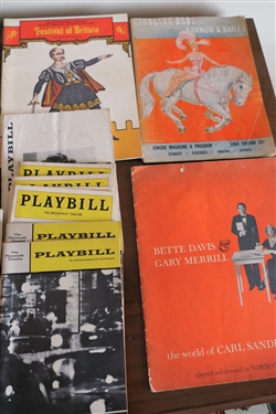 Playbills and Programs From Broadway and Off Broadway in the 1950's and 60's including Ringling Brothers Circus 1954