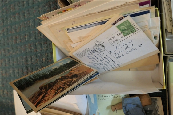 Collection of Vintage and Antique Post Cards, Letters, and Other Ephemera - South Boston Virginia, 1800's, WWII Regarding Gas Rations, Wide Assortment 
