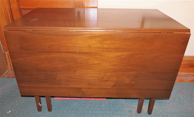 Nice Walnut Drop Leaf Table by Suter's Furniture - Measures 30 Tall 46 by 26 Leaves Measure 21 