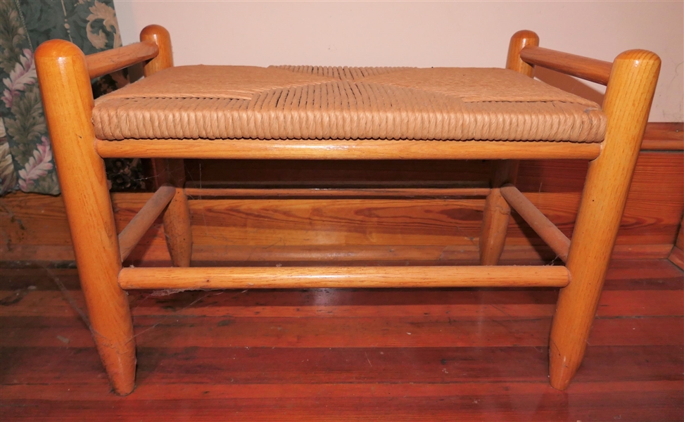 Oak Rush Bottom Foot Stool - Measures 15" Tall 20" by 11" 