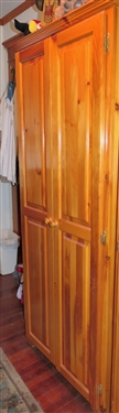 Pine Wardrobe Cabinet 2 Shelves and Clothes Bar Inside - NO CONTENTS - Measures 72 Tall 30 by 21 