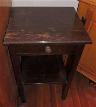 Single Drawer Occasional Table - Measures 27 1/2 Tall 16  by 14 - Top Finish is Worn 