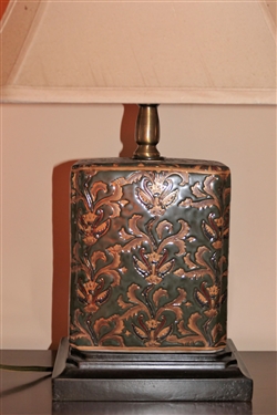 Square Ceramic Table Lamp - Measures 12 To Bulb