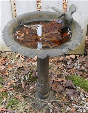 Aluminum Bird Bath with Bird - Measures 23 Tall 14 Across