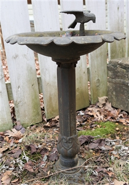 Aluminum Bird Bath with Bird - Measures 23 Tall 14 Across