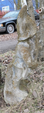Concrete Garden Gnome Holding a Fish - Measures 31 Tall