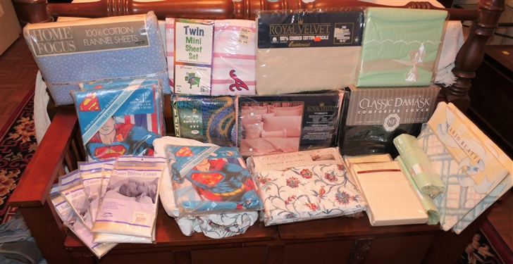 Lot of New in Packaging Sheets, Pillow Cases, and Bed Skirts 