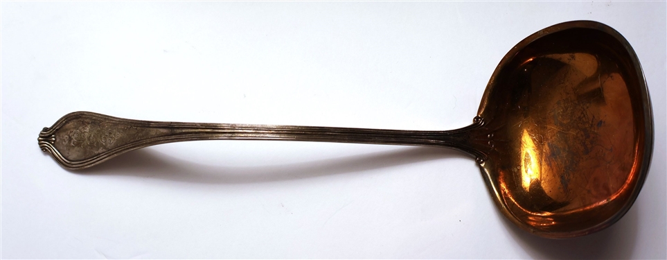 Large Sterling Silver Ladle with Gold Washed Bowl - Monogrammed Handle - Measures 12" Long - Weighs 244.3 Grams