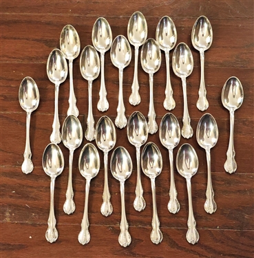 22 Towle French Provincial Sterling Silver Tea Spoons - "S" Monogram - Weighs 639.4 Grams