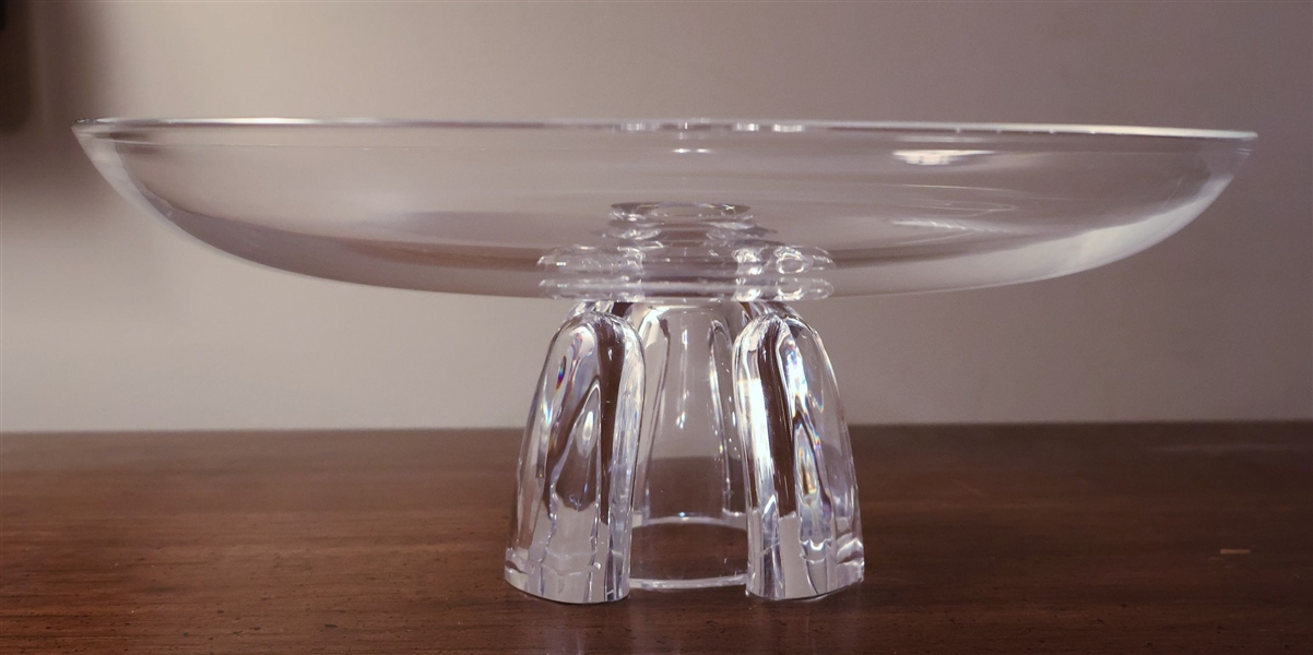 Signed Steuben Crystal Cake Stand - Measures 5" Tall 12" Across