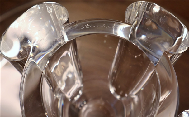 Signed Steuben Crystal Cake Stand - Measures 5 Tall 12 Across
