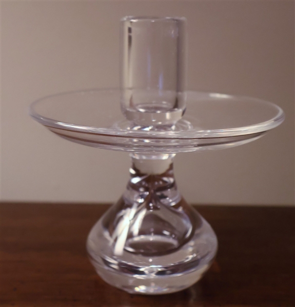 Signed Steuben Crystal Candle Stick  - Measures 5 1/2" tall 
