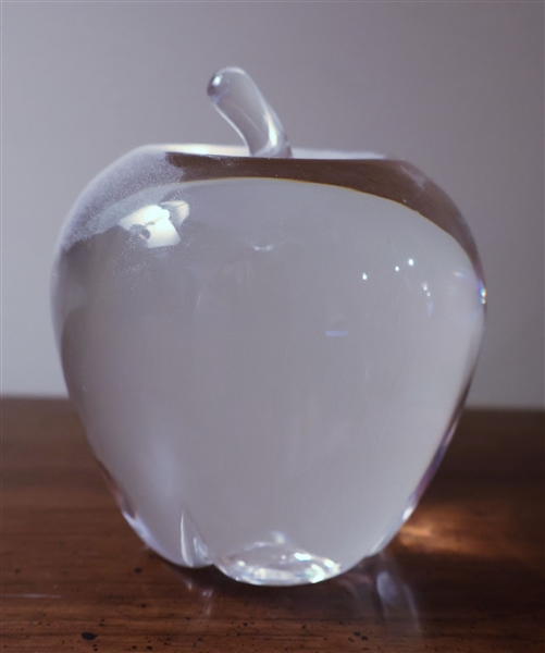 Signed Steuben Crystal Apple Measures 4" Tall 