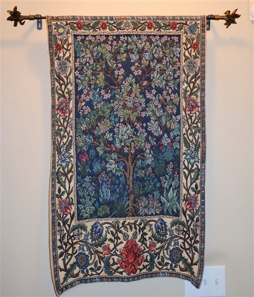 Floral and Tree Tapestry - Measures 41" Long 25" Across