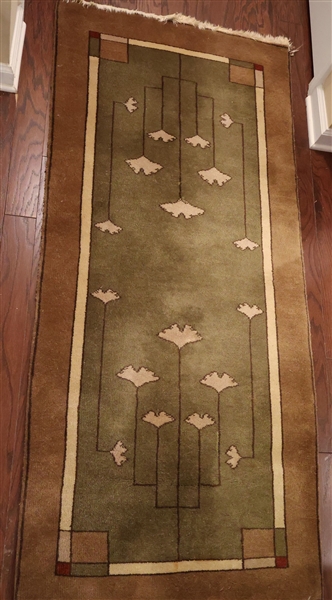 Arts and Crafts Style Wool Runner Rug - Measures 69" by 30"