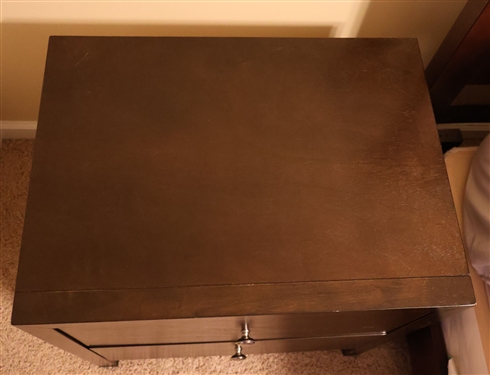 Pair of Dark Finish 2 Drawer Night Stands - Dovetailed Drawers - Pictured Separately - Measuring 25 Tall 24 by 17 