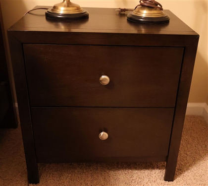 Pair of Dark Finish 2 Drawer Night Stands - Dovetailed Drawers - Pictured Separately - Measuring 25 Tall 24 by 17 