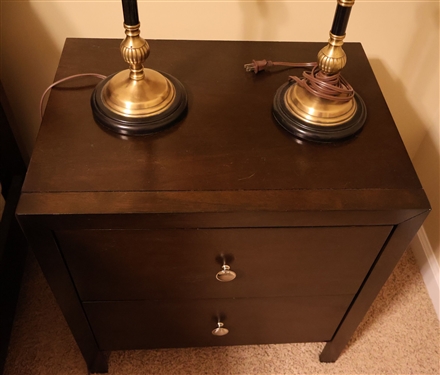 Pair of Dark Finish 2 Drawer Night Stands - Dovetailed Drawers - Pictured Separately - Measuring 25 Tall 24 by 17 